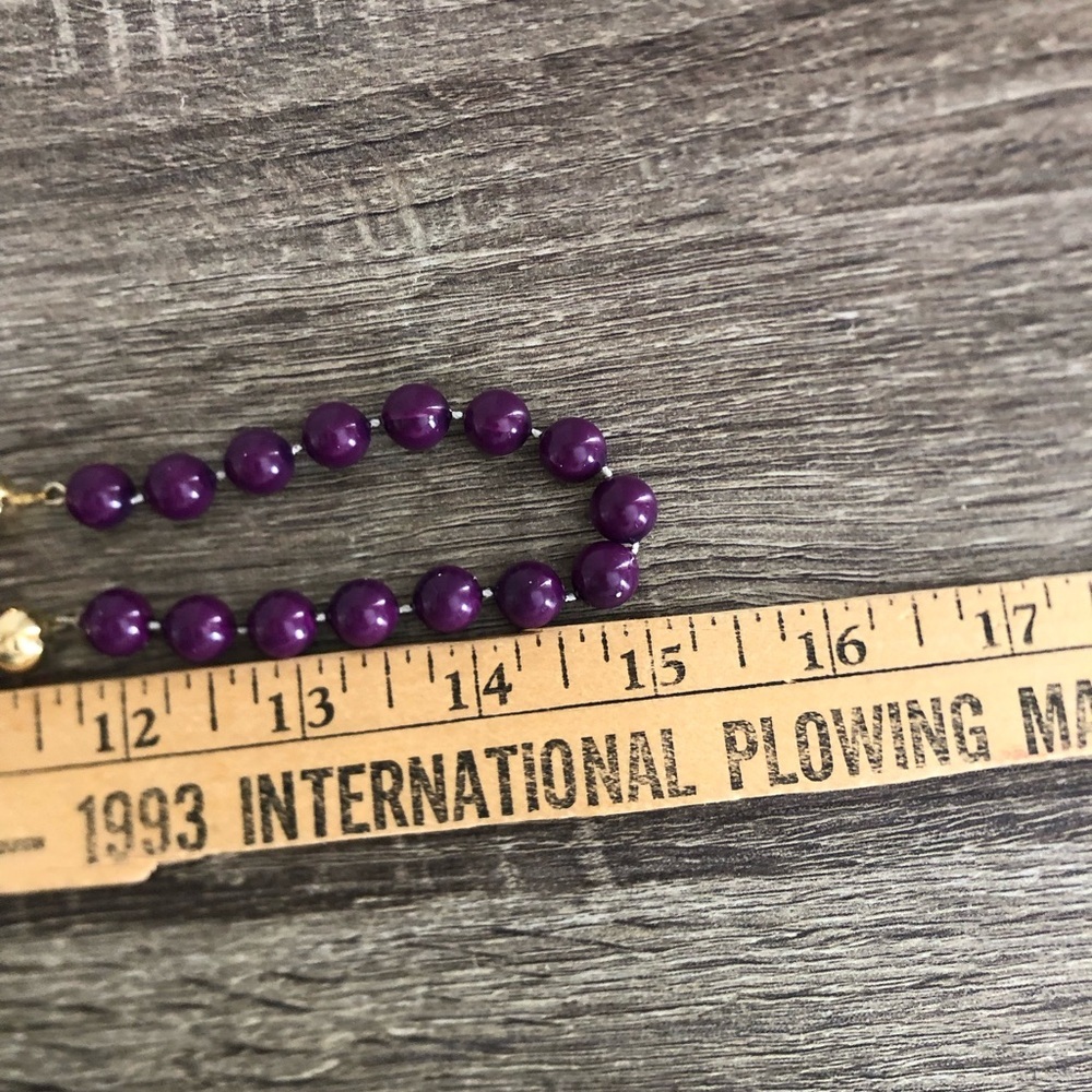 Vtg 80’s Chunky Purple and Gold Beaded Necklace - Picture 7 of 8